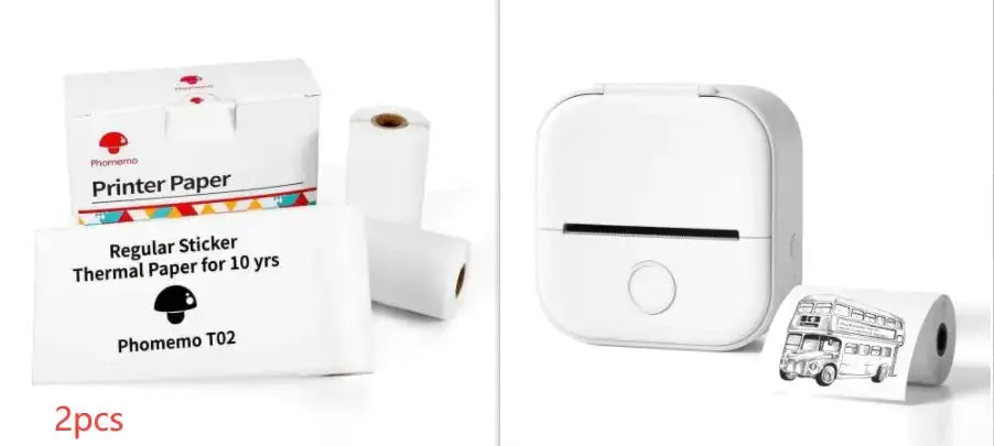 Portable Mini Thermal Label Printer with thermal paper rolls for efficient labeling.
