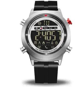 Smartwatch Bluetooth Fitness Tracker displaying digital time and fitness metrics, designed for health and activity monitoring.