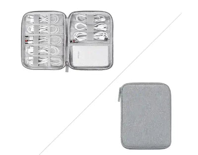 Solid Color Polyester Storage Bag for Cables & Earphones - Compact organizer with cables and accessories inside.