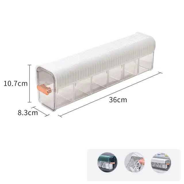 Wall-Mounted Data Cable Storage Box for Chargers with multiple compartments, dimensions 36cm x 10.7cm x 8.3cm.