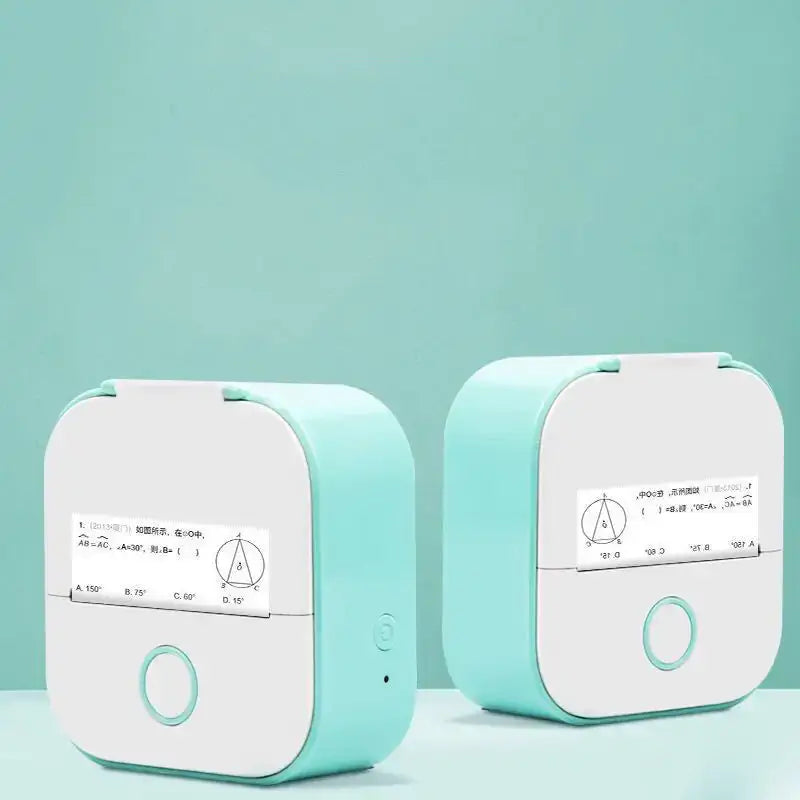 Portable Mini Thermal Label Printer in mint color, showcasing a compact design for efficient labeling tasks.