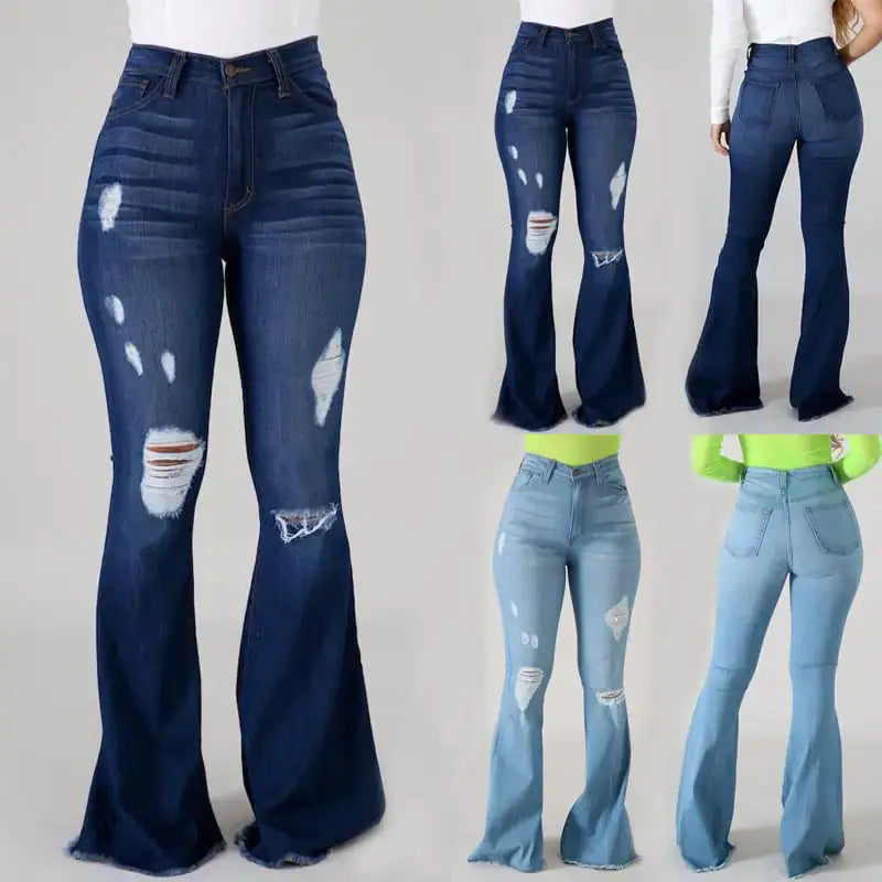 Slim-fit Ripped Jeans for Women displayed in various styles and colors, showcasing trendy designs and fashionable fits.