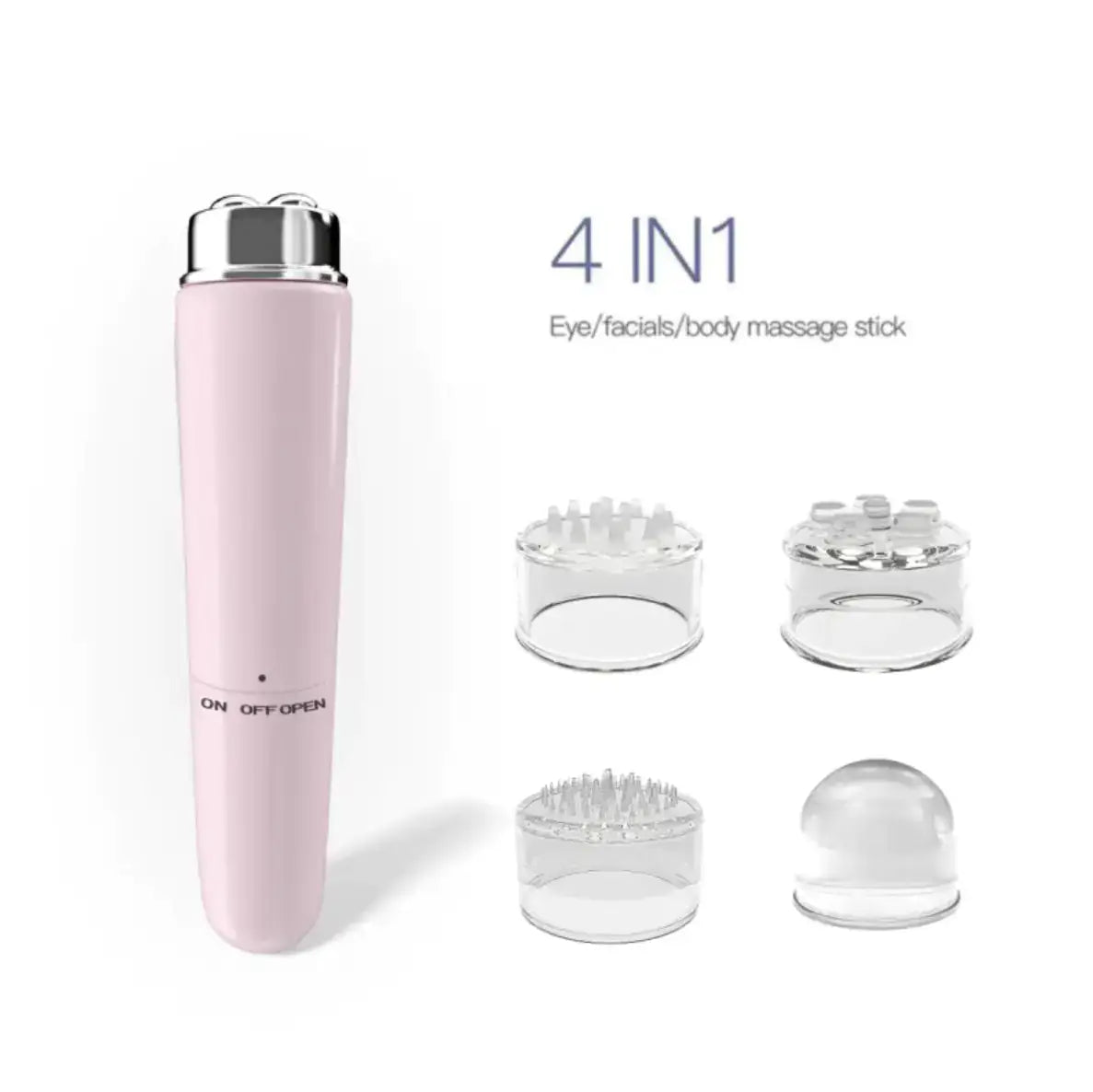 4 In 1 Electric Facial Massager with interchangeable heads for eye, facial, and body massage.