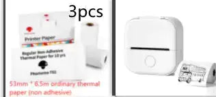 Portable Mini Thermal Label Printer with printer paper and label rolls for efficient labeling tasks.