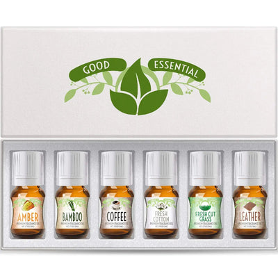 Good Essential Sweet Scents Fragrance Oil Set with six aromatic oils in a gift box.
