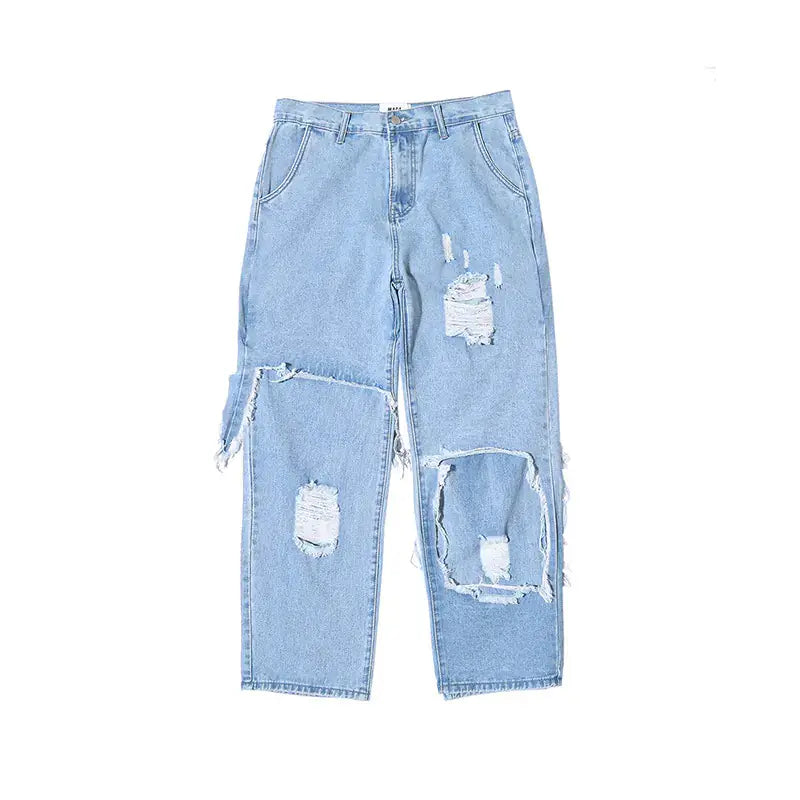 Black Plus Size Loose Jeans featuring a relaxed fit and stylish distressed detailing.