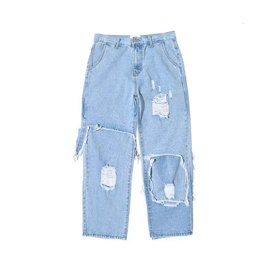 Black Plus Size Loose Jeans featuring a relaxed fit and stylish distressed detailing.