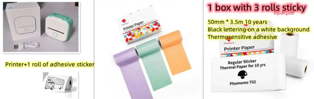Portable Mini Thermal Label Printer with adhesive sticker rolls for efficient labeling tasks