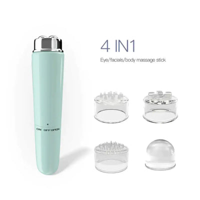 4 In 1 Electric Facial Massager with interchangeable heads for eye, facial, and body massage treatments.