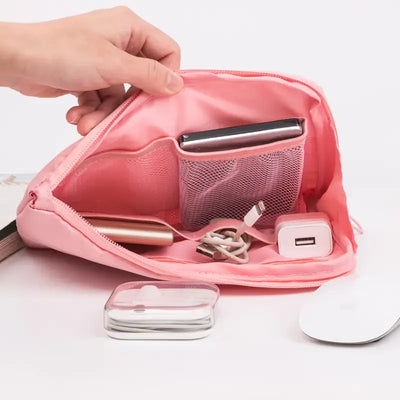 Travel Storage Bag for Digital Products and Cables with organized gadgets and cables inside