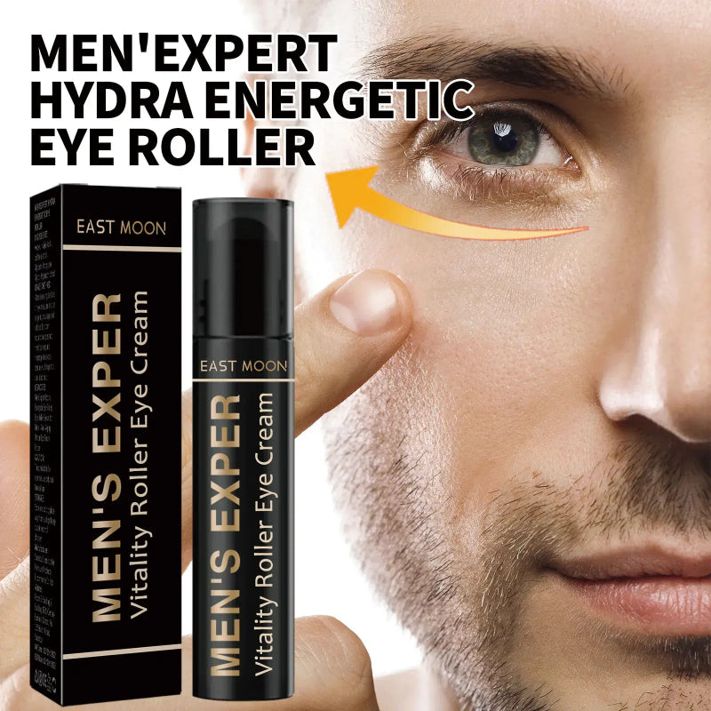 Hydrating Eye Roller for Dark Circles designed to reduce puffiness and refresh tired eyes, showcasing packaging and application.