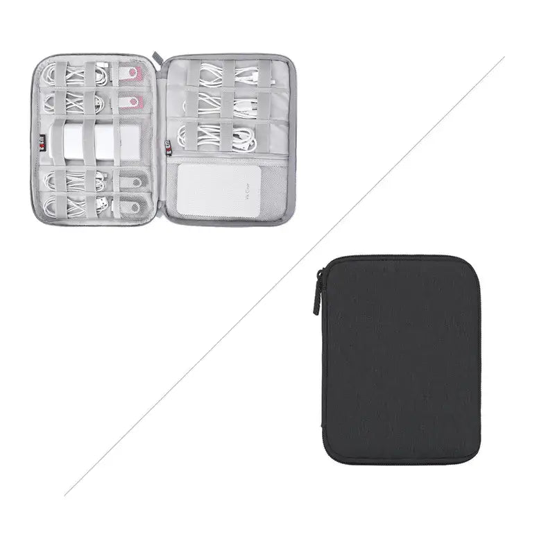 Solid Color Polyester Storage Bag for Cables & Earphones – Compact organizer with compartments for cords and accessories.