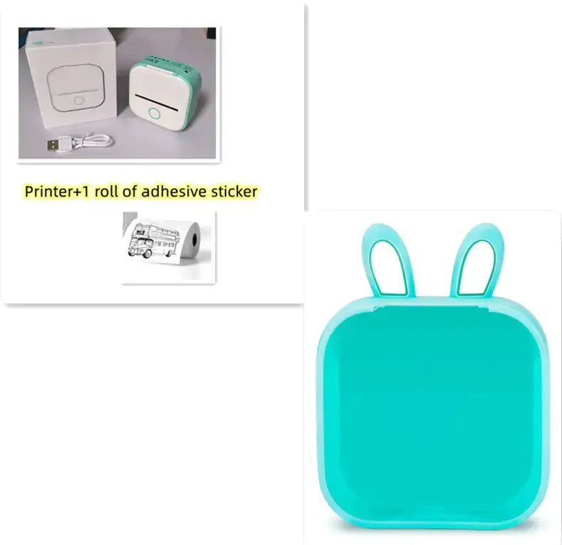 Portable Mini Thermal Label Printer and adhesive stickers set, ideal for fast wireless printing and convenient labeling.