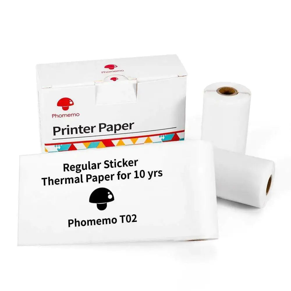 Portable Mini Thermal Label Printer supplies including printer paper rolls and labels