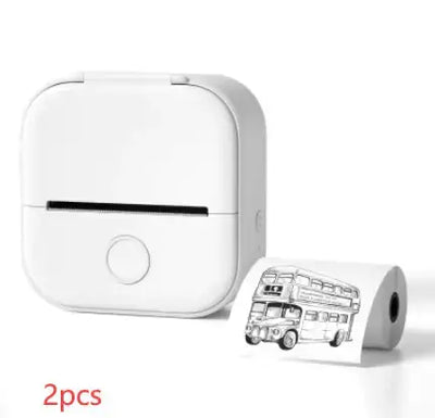 Portable Mini Thermal Label Printer with label roll showing printed design, ideal for easy wireless labeling tasks.