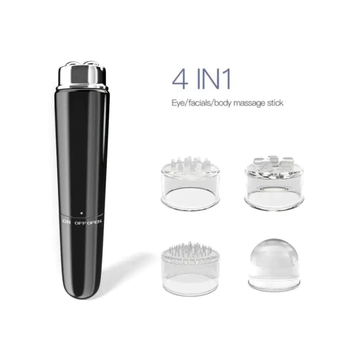 4 In 1 Electric Facial Massager with interchangeable heads for facial and body treatments.