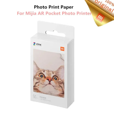 Photo Print Paper for Mijia AR Pocket Photo Printer with a cat image on the packaging