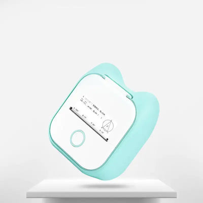 Portable Mini Thermal Label Printer in mint green color, compact design for easy wireless printing.