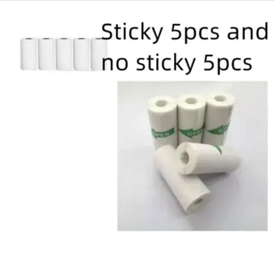 Sticky and no sticky rolls for Portable Mini Bluetooth Printer, 5 pieces each.