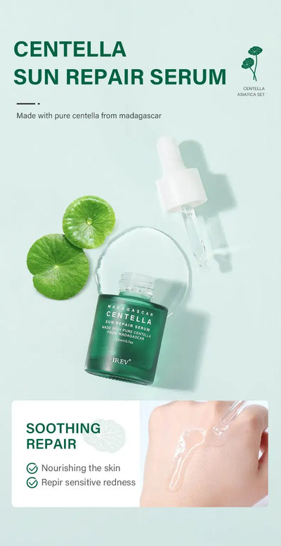Centella Asiatica Extract Natural Facial Skin Care with nourishing serum and plant ingredients.