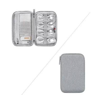 Solid Color Polyester Storage Bag for Cables & Earphones - Compact organizer with multiple compartments and durable design.