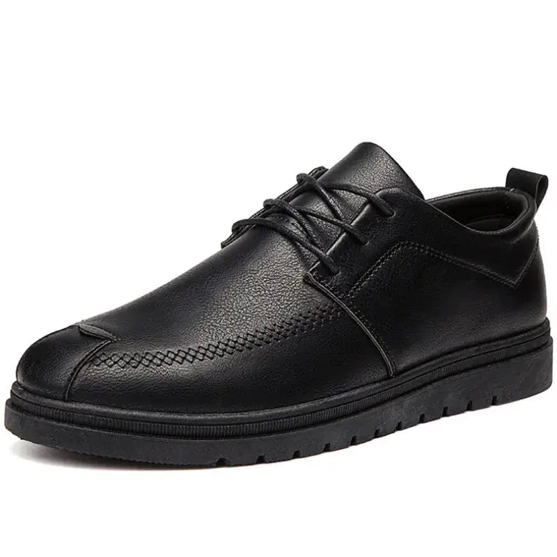 mens-casual-leather-shoes-and-sneakers in black color with a sleek design and comfortable sole for versatile wear.