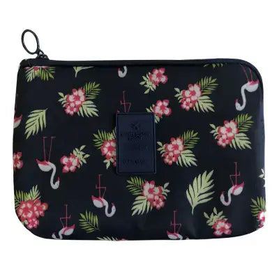 Travel Storage Bag for Digital Products and Cables with floral and flamingo patterns, perfect for organization on-the-go.
