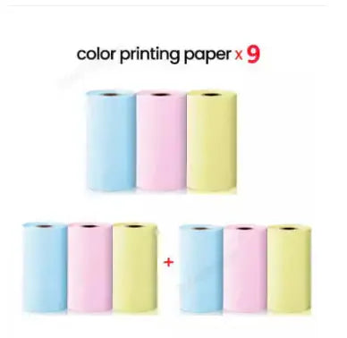 Color printing paper rolls in blue, pink, and yellow for versatile labeling and crafting use.