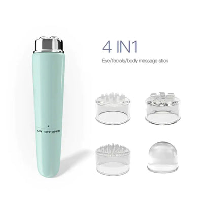 4 In 1 Electric Facial Massager with interchangeable heads for eye, facial, and body treatments.