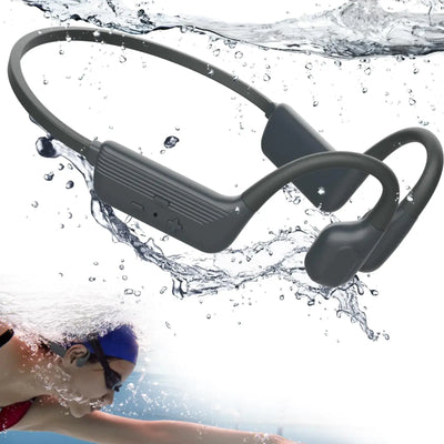 MONODEAL Swimming Headphones in water with a swimmer, perfect for enjoying music while swimming.