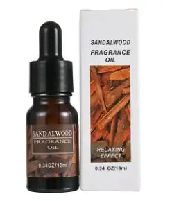 Sandalwood fragrance oil bottle with box, ideal for humidifier aromatherapy essential oils.