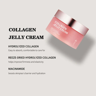 Collagen Jelly Face Cream with hydrolyzed collagen, enhancing skin firming and hydration for a refreshed glow.