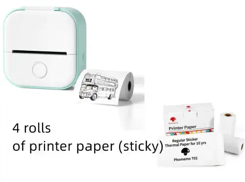 Portable Mini Thermal Label Printer with 4 rolls of sticky printer paper for fast and wireless label printing.