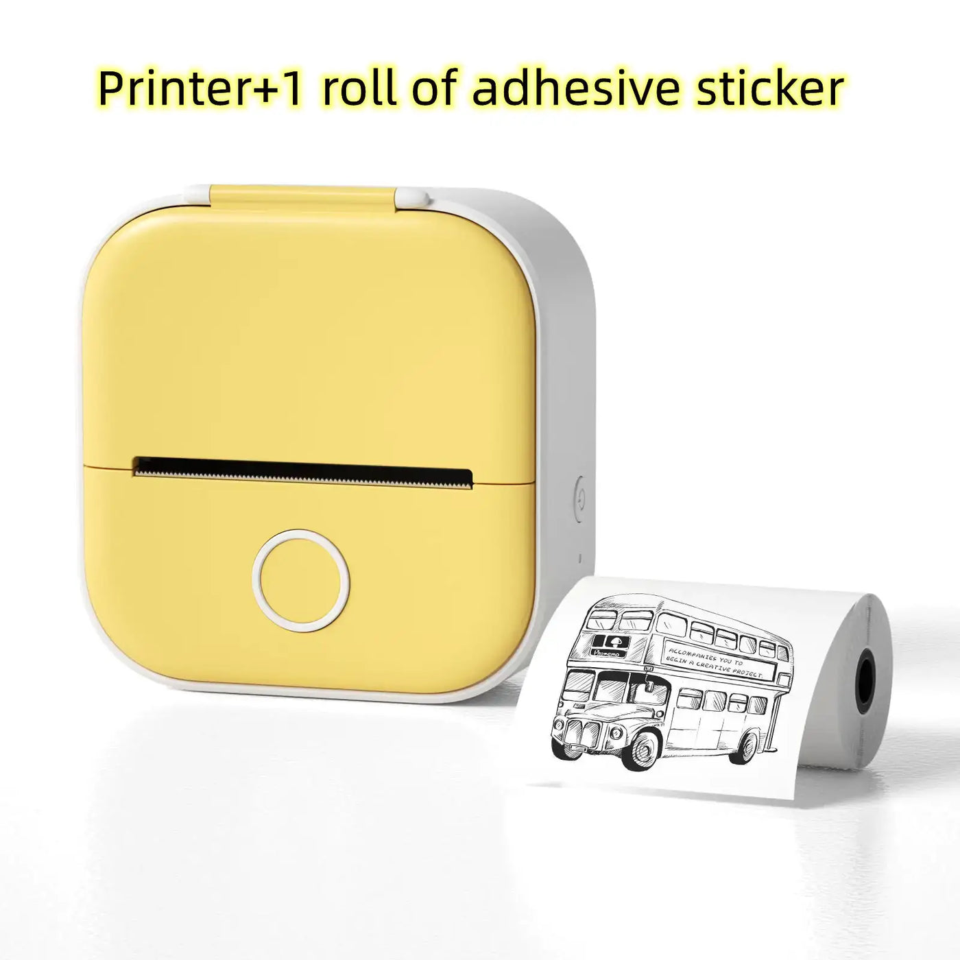 Portable Mini Thermal Label Printer with roll of adhesive sticker for quick printing.