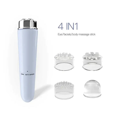 4 In 1 Electric Facial Massager with interchangeable attachments for eye, face, and body relaxation.