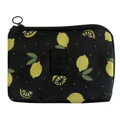 Travel Storage Bag for Digital Products and Cables with lemon print design, ideal for organizing tech essentials.