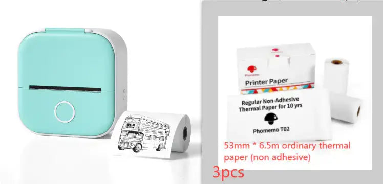 Portable Mini Thermal Label Printer with rolls of thermal paper for easy and efficient labeling tasks.