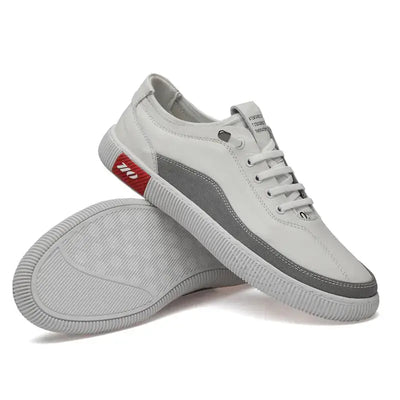 Leather Casual Sneakers and Sandals in white and grey, combining style and comfort for casual outings.