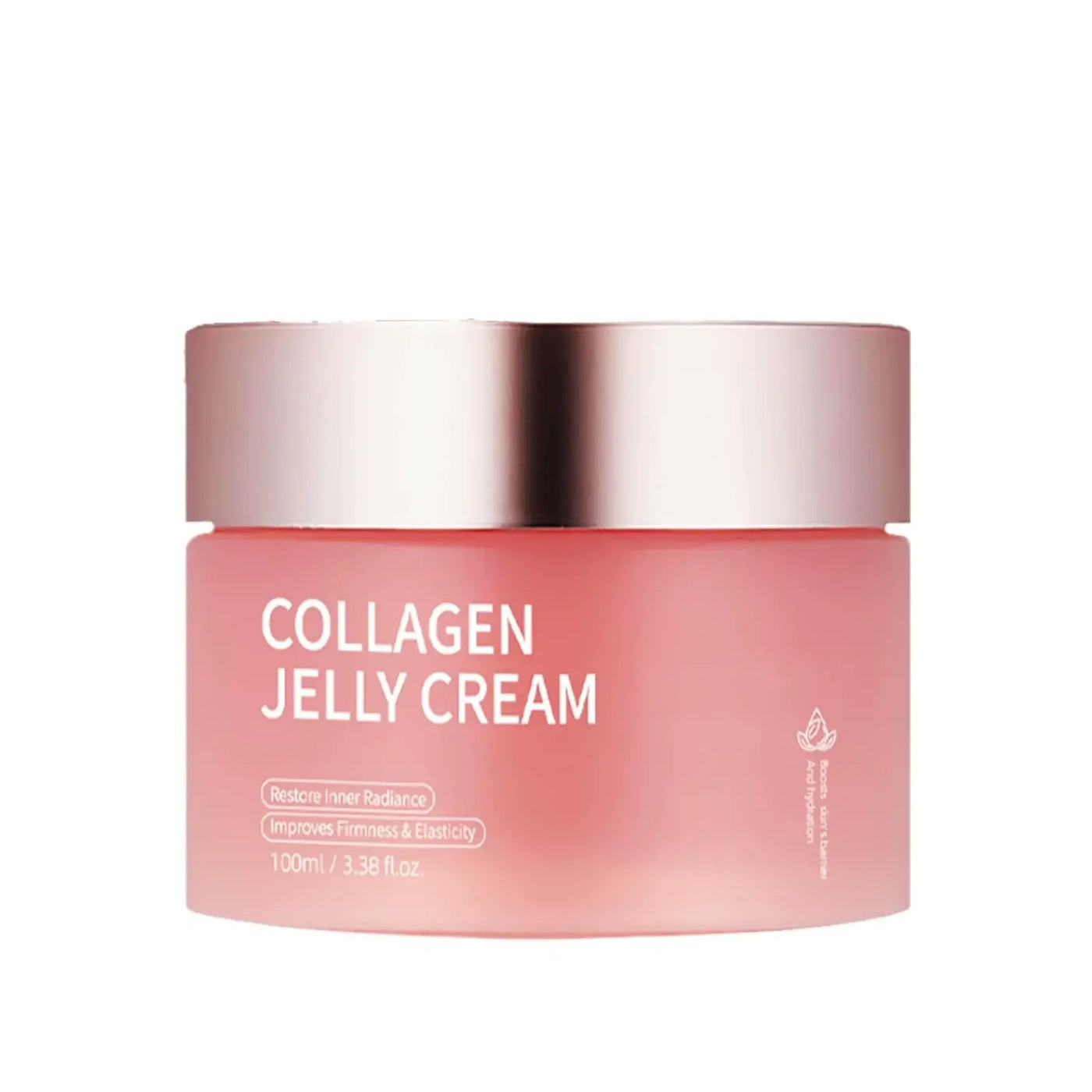 Collagen Jelly Face Cream in a pink jar with silver lid, designed for nourishing and hydrating skin.