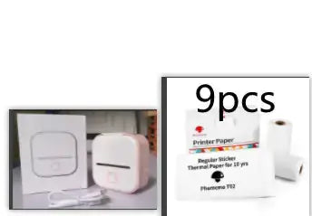 Portable Mini Thermal Label Printer and label paper rolls for efficient wireless printing.