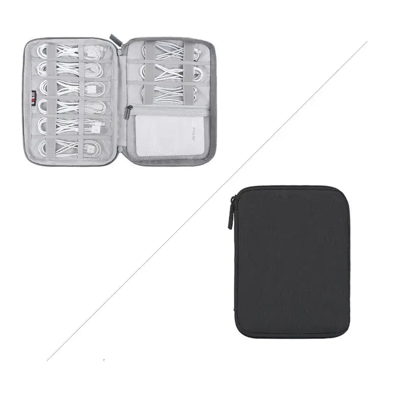 Solid Color Polyester Storage Bag for Cables & Earphones, compact and durable organizer with multiple compartments.