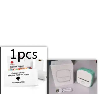 Portable Mini Thermal Label Printer with thermal paper and charging cable for efficient labeling