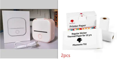 Portable Mini Thermal Label Printer and printer paper for efficient labeling tasks.
