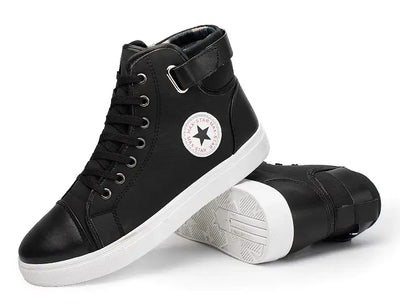 Casual Fashion High-Top Men's Sneakers in black, featuring trendy design and all-day comfort for everyday wear.
