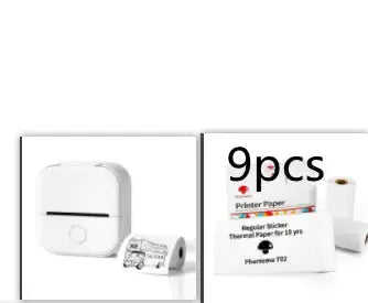 Portable Mini Thermal Label Printer with printing paper rolls for efficient labeling tasks.