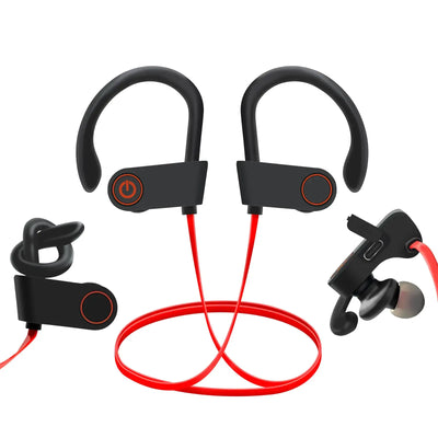 Wireless Bluetooth Running Sports Earbuds in black and red, designed for active lifestyles and high-quality sound.
