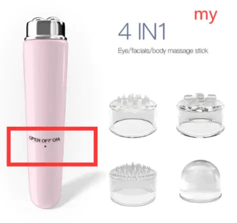 4 In 1 Electric Facial Massager with interchangeable heads for effective skin rejuvenation and relaxation.