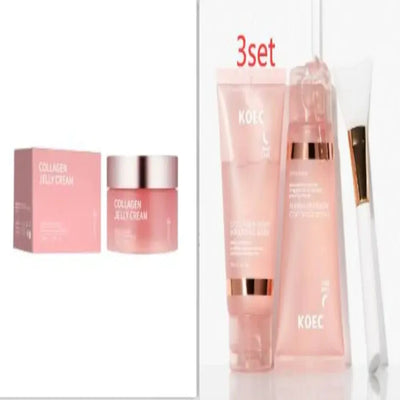 Collagen Jelly Face Cream with matching skincare set for deep hydration and skin care nourishment.