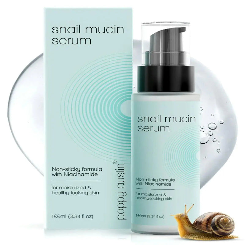 96 Snail Mucin Serum with Niacinamide Snail Serum in packaging with a lightweight formula for skin hydration and repair.